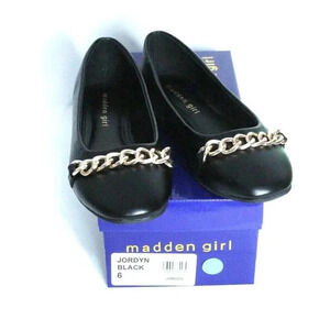 Madden Girl Jordyn‎ Black Faux Leather Slide On Embellished Women's Shoe size 6